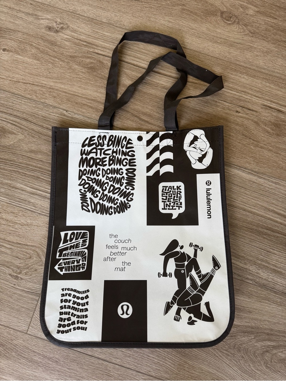 lululemon Brown & White Graphic Tote